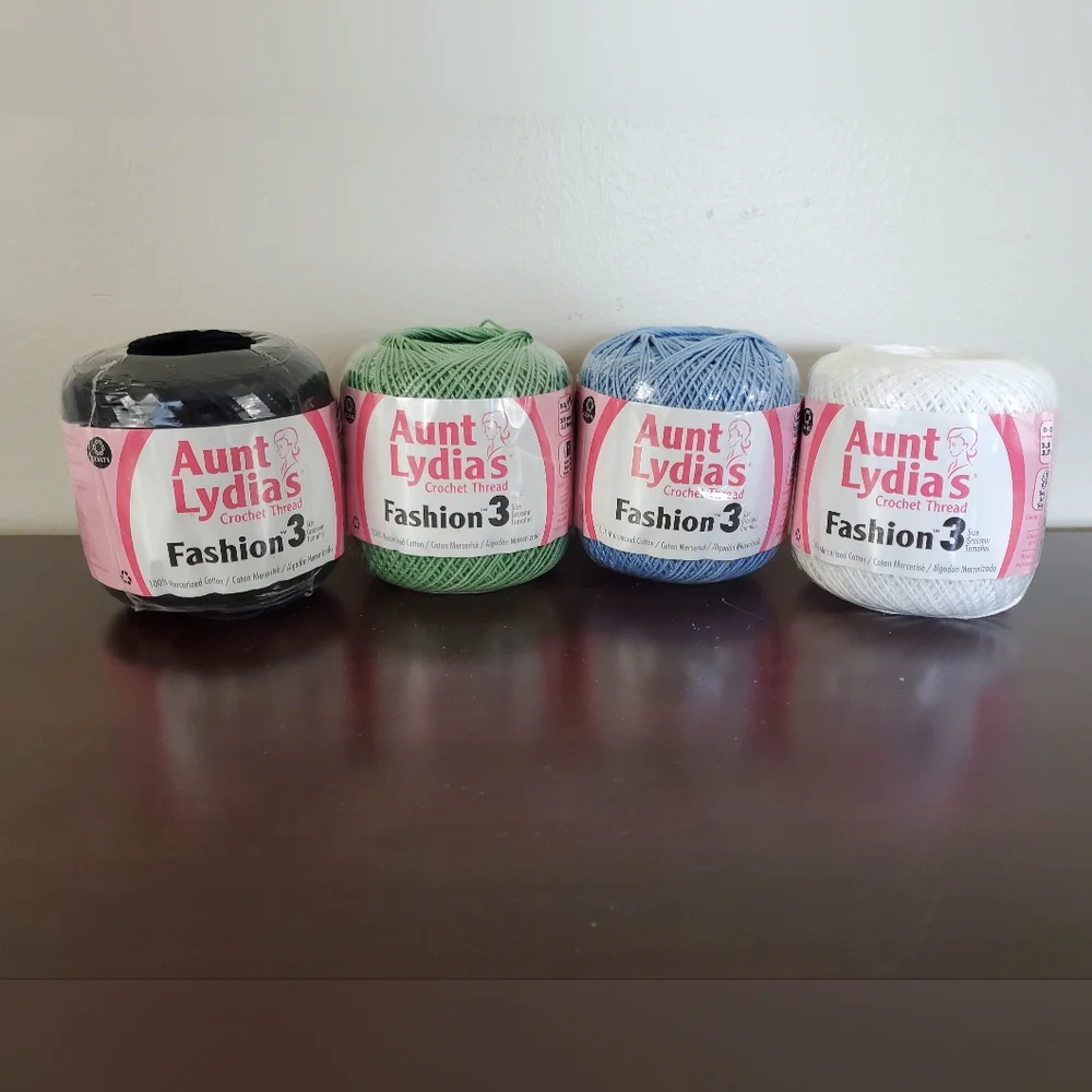 Aunt Lydia's Crochet Thread Fashion ~ Size 3 Lot of 4 Skeins NWT 100% Cotton